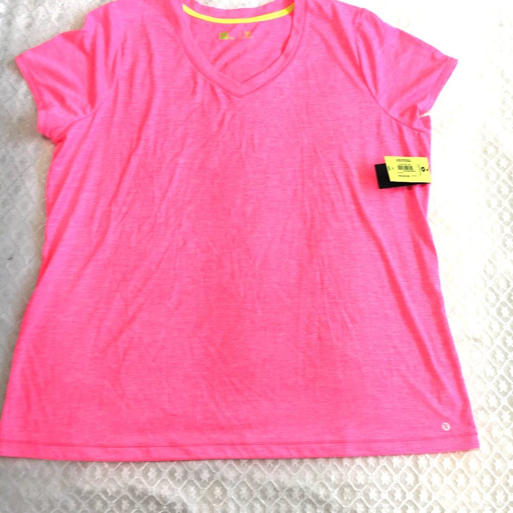 Xersion UV Protection Quick Dri Neon SS Stretch Tee Athletic shirt NWT